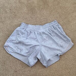 Lululemon Hotty Hot Shorts 4” in the color Gravel Dust Pastel Blue color